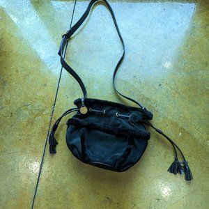 UGG black suede and shearling medium purse